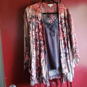 2 pc tank and open cardigan